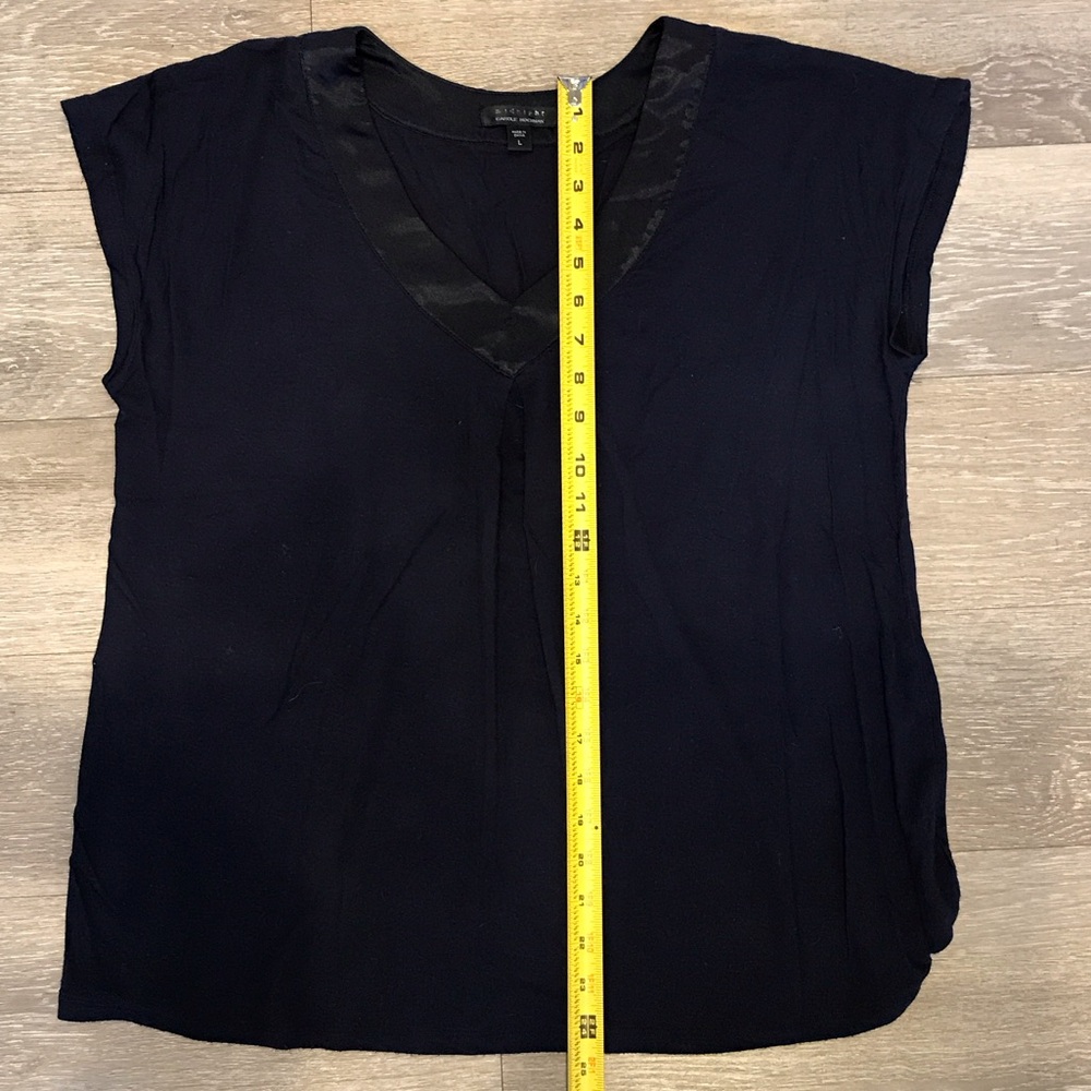 Midnight by Carole Hochman Satin-Trim Dark Blue Top and Bottom